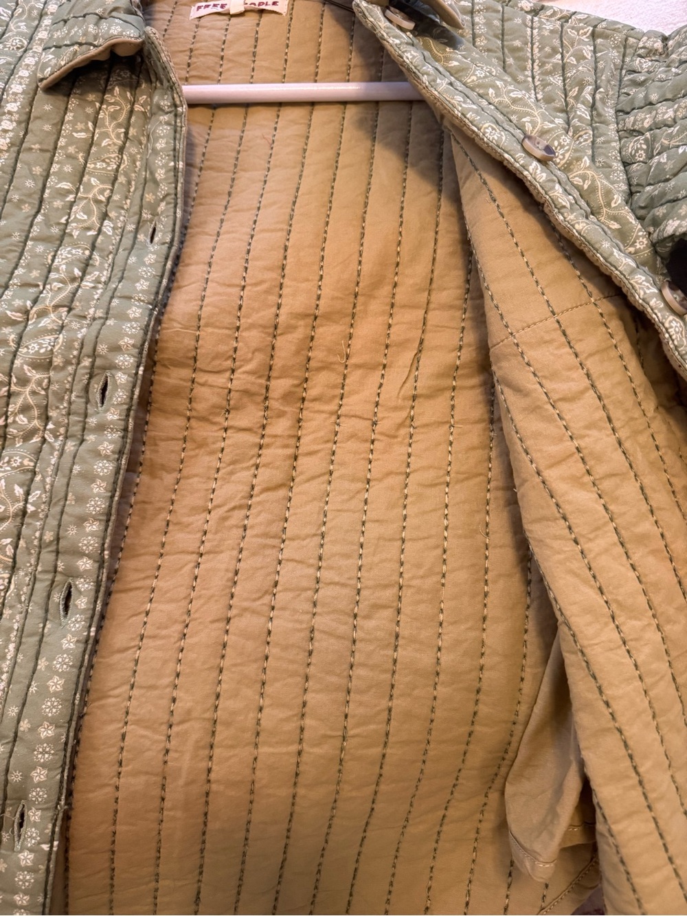 Free People Alexie Quilted Jacket Paisley Olive Combo Size Medium NWT - Picture 8 of 11